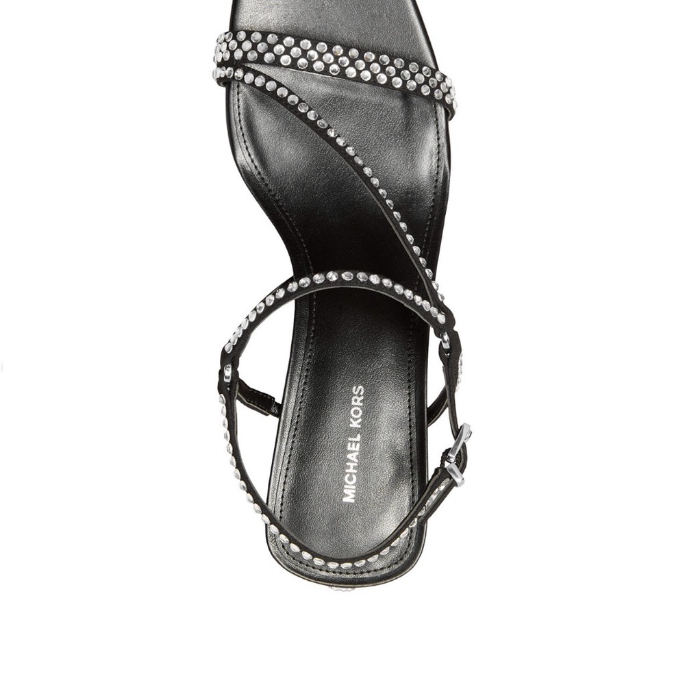 Michael Kors Black Crystal-Strap Kitten Heel Sandal - Picture 2 of 3
